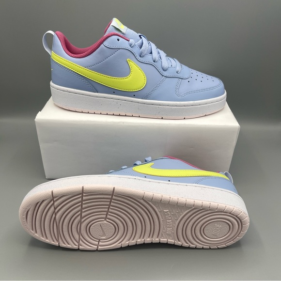 Nike Court Borough 2 Low -6.5Y Cobalt Bliss and Light Lemon Twist Women's Size 8 - Picture 14 of 14